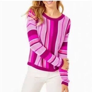 Lilly Pulitzer Daryn Sweater Bordeaux berry island pink stripe women’s large